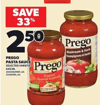 Loblaws PREGO PASTA SAUCE offer