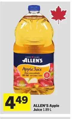 Foodland ALLEN'S Apple Juice offer