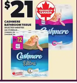 Loblaws CASHMERE BATHROOM TISSUE, 24=72 ROLLS offer