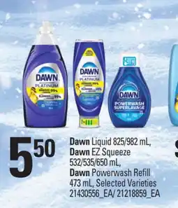 Loblaws DAWN LIQUID, 825/982 ML, DAWN EZ SQUEEZE, 532/535/650 ML, DAWN POWERWASH REFILL offer