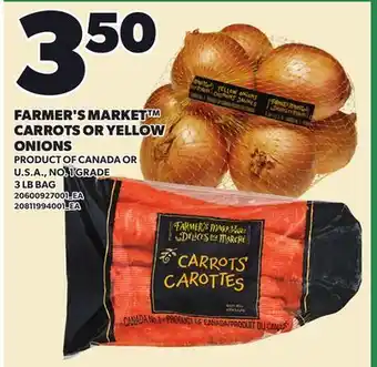 Loblaws FARMER'S MARKET CARROTS OR YELLOW ONIONS, 3 LB BAG offer