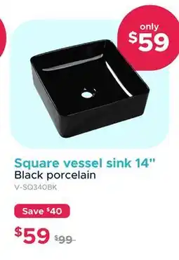 Bath Depot Square vessel sink 14 Black porcelain offer