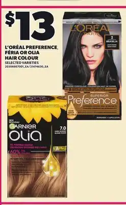 Loblaws L'ORÉAL PREFERENCE FÉRIA OR OLIA HAIR COLOUR offer
