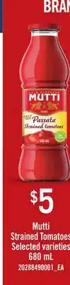 Loblaws MUTTI STRAINED TOMATOES offer