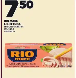 Loblaws RIO MARE LIGHT TUNA, 195/240 G offer