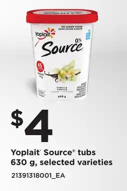 Loblaws YOPLAIT SOURCE TUBS offer