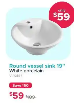 Bath Depot Round vessel sink 19 White porcelain offer