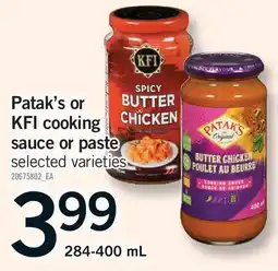 Fortinos PATAK'S OR KFI COOKING SAUCE OR PASTE offer