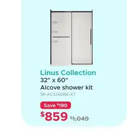 Bath Depot Linus Collection Alcove shower kit offer