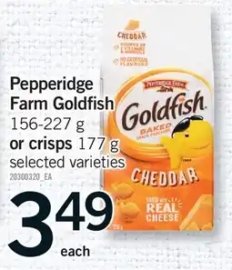 Fortinos PEPPERIDGE FARM GOLDFISH, 156-227 G OR CRISPS, 177 G offer