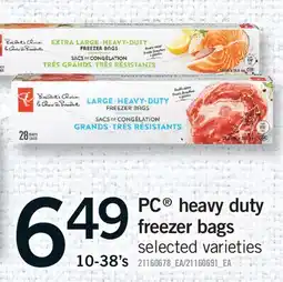Fortinos PC HEAVY DUTY FREEZER BAGS, 10-38'S offer