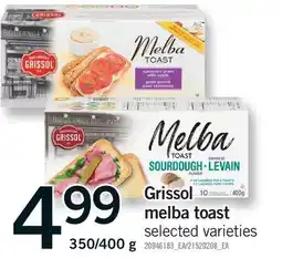 Fortinos GRISSOL MELBA TOAST, 350/400 g offer