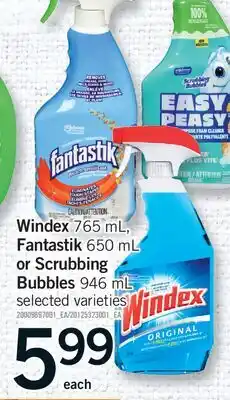 Fortinos WINDEX, 765 ML, FANTASTIK, 650 ML OR SCRUBBING BUBBLES, 946 ML offer