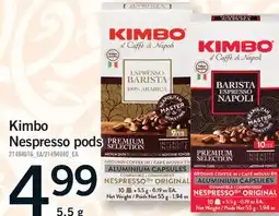 Fortinos KIMBO NESPRESSO PODS offer