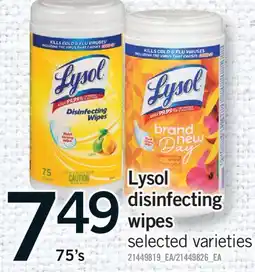 Fortinos LYSOL DISINFECTING DISINFECTING WIPES, 75's offer