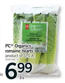 Fortinos PC ORGANICS ROMAINE HEARTS, 3'S offer
