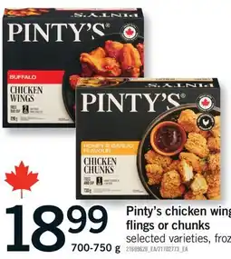 Fortinos Pinty's Chicken Wings, Flings Or Chunks offer