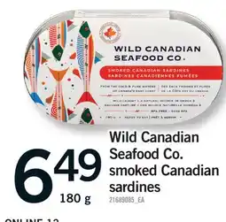 Fortinos Wild Canadian Seafood Co. smoked Canadian sardines offer