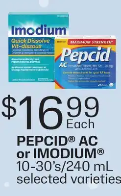 Fortinos PEPCID AC or IMODIUM , 10-30's/240 mL offer