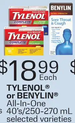 Fortinos TYLENOL OR BENYLIN ALL-IN-ONE'S, 40 offer