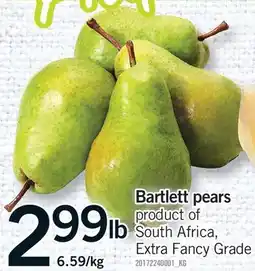 Fortinos BARTLETT PEARS offer