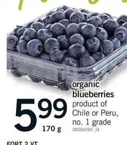 Fortinos ORGANIC BLUEBERRIES offer
