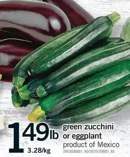 Fortinos GREEN ZUCCHINI OR EGGPLANT offer