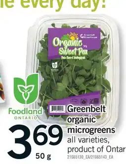 Fortinos GREENBELT ORGANIC MICROGREENS offer
