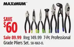 Canadian Tire MAXIMUM 7-Pc Professional Grade Pliers Set offer