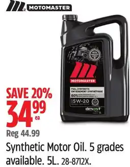 Canadian Tire Motomaster Synthetic Motor Oil offer