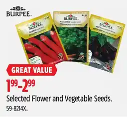 Canadian Tire Selected Flower and Vegetable Seeds offer