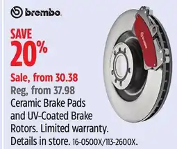 Canadian Tire Brembo Ceramic Brake Pads and UV-Coated Brake Rotors offer