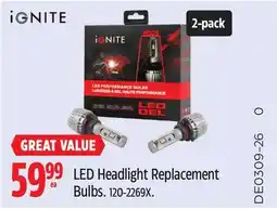 Canadian Tire Ignite LED Headlight Replacement Bulbs offer