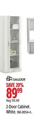 Canadian Tire Sauder 2-Door Cabinet. White offer
