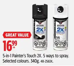 Canadian Tire 5-in-1 Painter's Touch 2X. 5 ways to spray offer