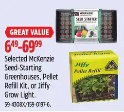 Canadian Tire Mckenzie Selected McKenzie Seed-Starting Greenhouses, Pellet Refill Kit, or Jiffy Grow Light offer