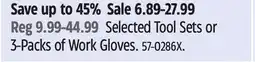 Canadian Tire Selected Tool Sets or 3-Packs of Work Gloves offer