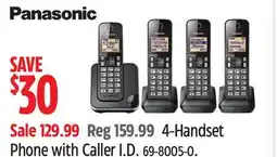 Canadian Tire PANASONIC 4-Handset Phone with Caller I.D offer