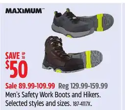 Canadian Tire Maximum Men's Safety Work Boots and Hikers offer