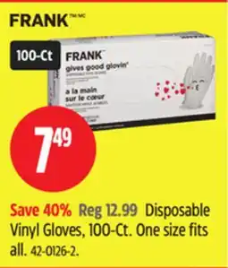 Canadian Tire Frank Disposable Vinyl Gloves offer