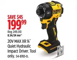 Canadian Tire Dewalt 20V MAX XR 1⁄4˝ Quiet Hydraulic Impact Driver offer