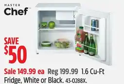Canadian Tire MASTER Chef 1.6 Cu-Ft Fridge, White or Black offer
