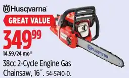Canadian Tire Husqvarna 38cc 2-Cycle Engine Gas Chainsaw, 16˝ offer