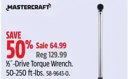 Canadian Tire MASTERCRAFT 1⁄2˝-Drive Torque Wrench offer