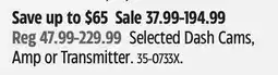 Canadian Tire Selected Dash Cams, Amp or Transmitter offer