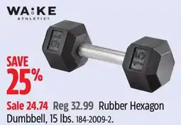 Canadian Tire WA:KE Rubber Hexagon Dumbbell, 15 lbs offer