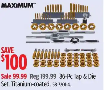 Canadian Tire MAXIMUM 86-Pc Tap & Die Set offer