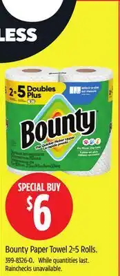 Canadian Tire Bounty Paper Towel 2=5 Rolls offer