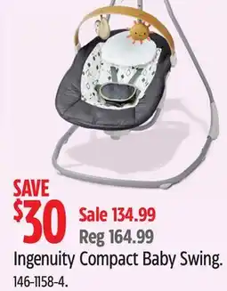 Canadian Tire Ingenuity Compact Baby Swing offer