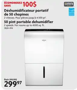 Home Hardware 50 pint portable dehumidifier offer